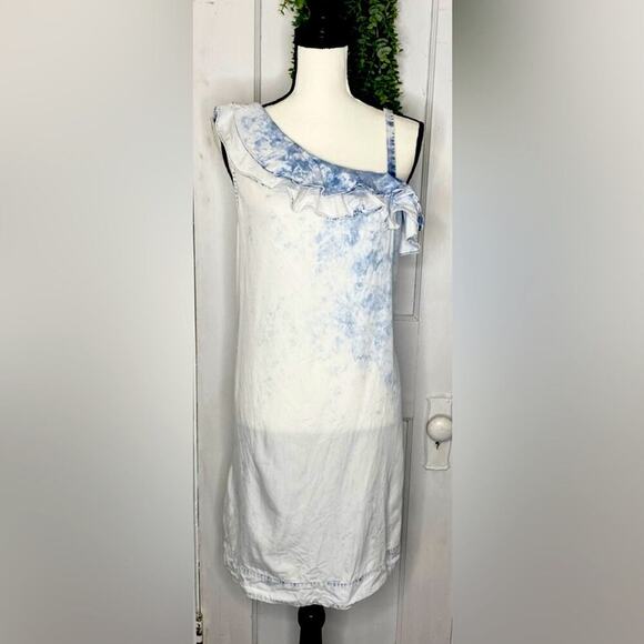 HOLDING HORSES / ANTHROPOLOGIE ~ Acid Wash Chambray Cold Shoulder Dress ~ Small - Picture 1 of 5